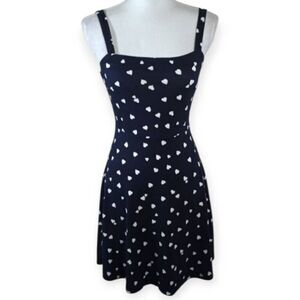 SOCIALITE NAVY W/WHITE HEARTS DRESS SZ.XS EUC